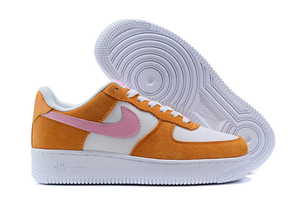 Women's Air Force 1 Low Top Orange/White Shoes 092